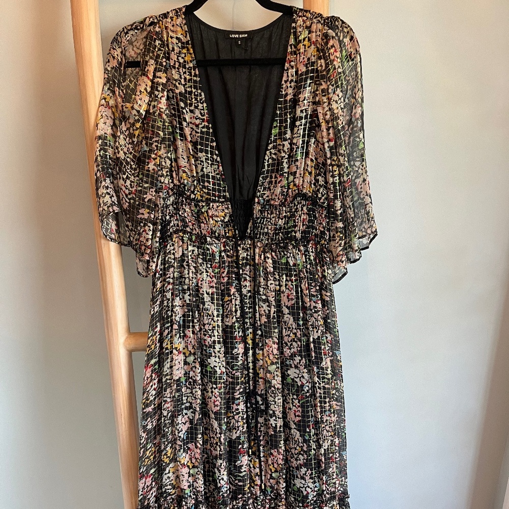 Love Sam long multi colored floral boho dress size small